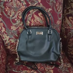 Steve Madden Black Dome Satchel with Chain Strap